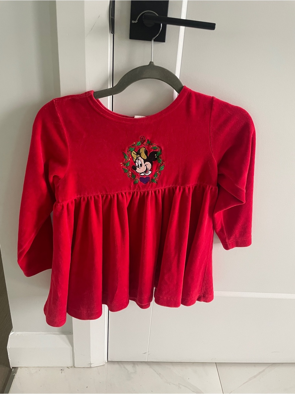 Vintage Disney Store embroidered Minnie red velour dress